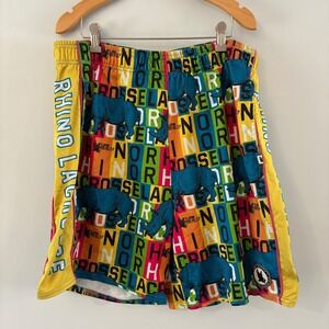 Flow Society Shorts M Rhino Lacrosse Mesh Athletic Graphic Print Streetwear Gym